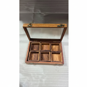 Caja de Almacenamiento de Especias de Madera Antigua, Diseño de Lujo Personalizable, Artesanía Ahad, Marrón 20x20cm, Embalaje Personalizado con Logotipo, Utensilios de Cocina - Product Image 1