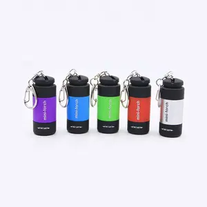 Venda quente Luz Presente MINI USB de carregamento LED Chaveiro Anel Lanterna USB Pequeno Bolso Chaveiro Anel Lanterna