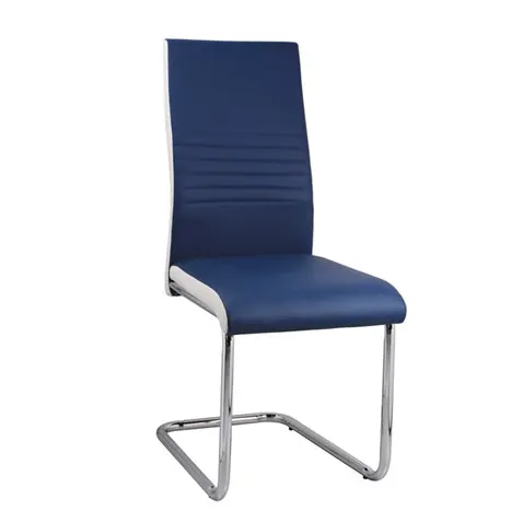 Hot Selling Chinese Gestoffeerde Pu Verchroomde Metalen Poten Elegant Blauw Sillas De Comedor