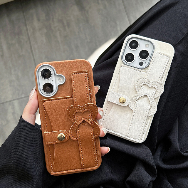 Luxury Leather Belt Phone Case for iphone 7 8 Xr X 11 12 13 14 15 16 Plus Protective Business Cover for Girls