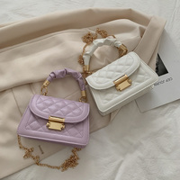 Sac polyvalent pour femme, style tendance, sac à bandoulière à chaîne, petit sac carré en PU avec fermeture à boucle