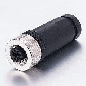 Connecteur M12 5/8 broches 12V 10A PG7 en cuivre ABS étanche noir IP67 pour câble automobile, mâle et femelle - Product Image 1