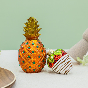 Adornos de vidrio Fruta de Navidad Árbol de Navidad Fresa Piña Naranja Escena Decoración Adornos de árbol de Navidad Encantador Lindo - Product Image 4