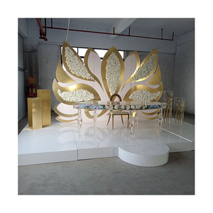 Fournitures pour événements, plateforme ronde en PVC acrylique blanche, scène <span class=keywords><strong>de</strong></span> mariage, piste <span class=keywords><strong>de</strong></span> <span class=keywords><strong>danse</strong></span> avec marches brillantes - Product Image 1