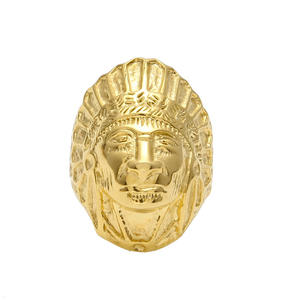 Pria Stainless Steel Cincin Hip Hop Punk Emas Maya Kuno Suku Indian Chief Cincin Fashion Perhiasan Logam Ukuran 7-12 - Product Image 3
