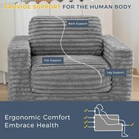 Fauteuil pouf géant pour adultes, canapé de sol rembourré avec oreillers et accoudoirs, grand canapé-lit en peluche, fauteuil pouf