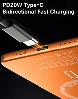 Batterie externe magnétique semi-solide ultra-fine 6,35 mm 5000 mAh en verre trempé, charge rapide sans fil PD 20W Type-C, portable