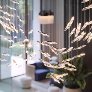 Lampe pendante déco LED moderne personnalisée Lustre haut plafond en cristal Escalier carré en acier inoxydable pour la maison Hôtel Living - Product Image 6