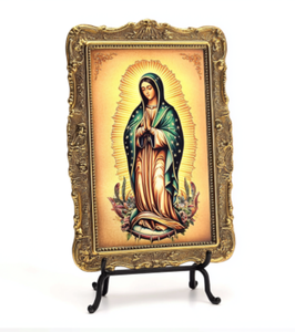 古典的な宗教工芸品の鏡、聖母マリアのカトリックの聖像、長方形の装飾品 - Product Image 1