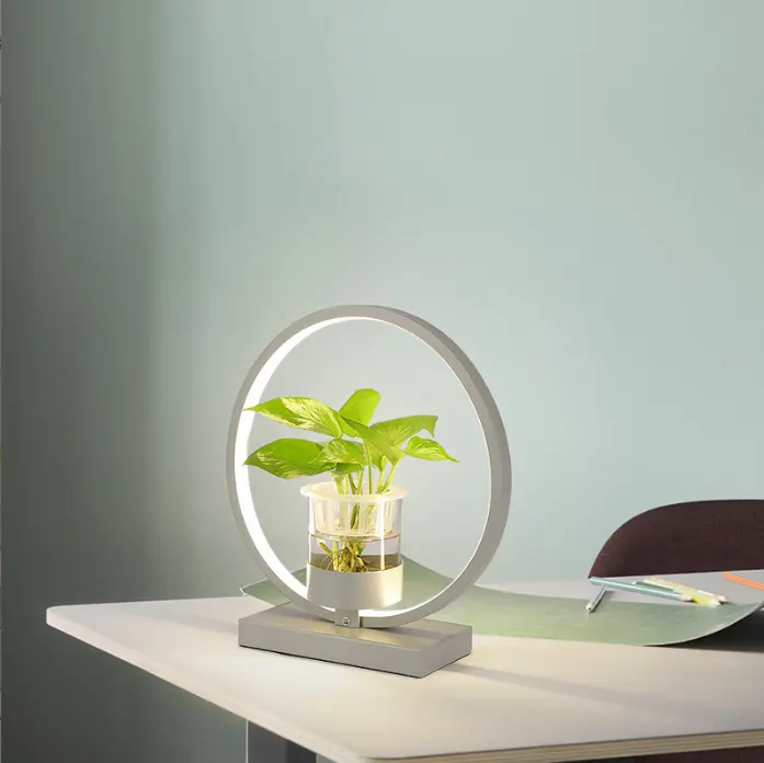 Modern Nordic creative LED indoor round hydroponic plant growth table lamp for home living room