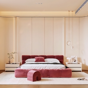 <span class=keywords><strong>Lit</strong></span> plateforme moderne avec rangement intégré en microfibres effet neige et cadre en chêne pour chambre principale, écologique et durable - Product Image 3