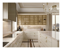Armoire de rangement de cuisine intelligente en chêne blanc de style européen, armoire de cuisine modulaire avec îlot