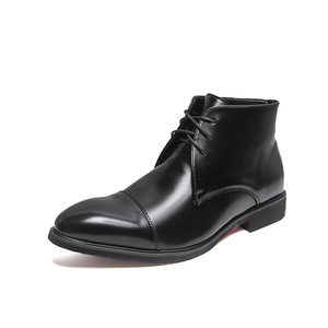 Botas <span class=keywords><strong>Chelsea</strong></span> de Tobillo para Hombre, Estilo Británico, Otoño, Talla Grande, Color Sólido, Parte Superior de PU, Cierre con Cordones Delanteros - Product Image 6