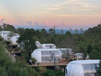 Tienda de campaña de hotel al aire libre de Casa iglú de policarbonato transparente de moda moderna con cúpula de burbujas sala de termoformado de observación de estrellas