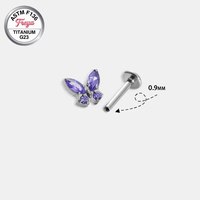 Wholesale Popular ASTM F136 Titanium Ear Cartilage Helix Stud Earring Internal Thread Labret butterfly Nose Piercing Jewelry