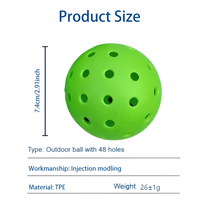 Pelota de Pickleball Profesional de 48 Hoyos, Plástico Resistente, Construcción de 2 Piezas, para Entrenamiento y Competición