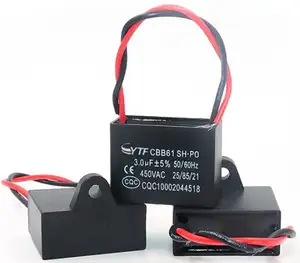condensateur électrique ventilateur 3uf Suppliers-Hfytf — condensateur en Film polypropylène 450V 3UF 38x30x20mm, capacité de moteur Ac, bb61, pour ventilateur industriel et souffleur d'air