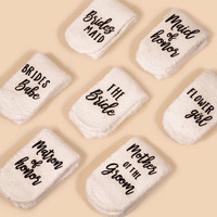 PARTYMENT Chaussettes en polaire corail doux avec inscription pour mariée, demoiselle d'honneur, fille d'honneur, cadeaux de mariage et de fête