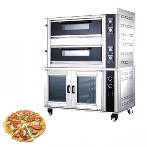 Oven dek Pizza roti listrik industri, dengan Oven baki panggang uap tahan