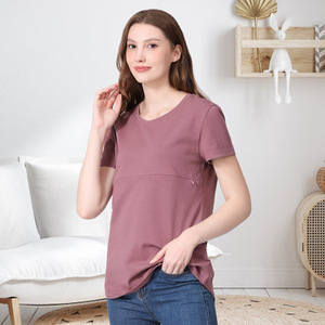 Summer Plus Size Maternity Top <span class=keywords><strong>T</strong></span>-<span class=keywords><strong>shirt</strong></span> en coton doux avec <span class=keywords><strong>fermeture</strong></span> à glissière horizontale pour l'<span class=keywords><strong>allaitement</strong></span> Vêtements d'<span class=keywords><strong>allaitement</strong></span> Confortable S -5XL - Product Image 3