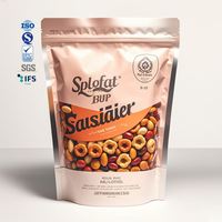 Sachet refermable personnalisé imprimé en héliogravure, résistant à l'humidité, en feuille d'aluminium, pour emballage de snacks, aliments pour animaux, biscuits, sushis, chewing-gums, à fond plat