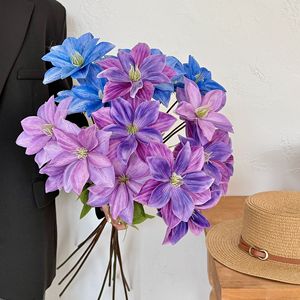 Flores Artificiales de Clematista de Seda, Alta Simulación, Decoración para Bodas y Hogar, Azul, Morado, Rosa, Rojo, Blanco, Rama Individual - Product Image 1