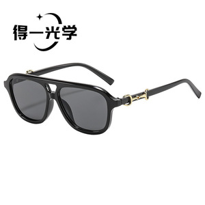 De Yi Optics Men's Double Beam <b>Sunglasses</b> Black PC Frame UV400 Protection Type 3 Sunshades - Product Image 1