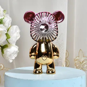 Mini Portable Hand Bear Electric Fans Cooling Small Rechargeable Table Stand Usb Handheld Fan Car RGB Fans