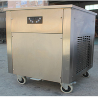 Machine à glace roulée portable, machine à glace frite commerciale à grand pot carré pour les snack-bars et les camions de nourriture