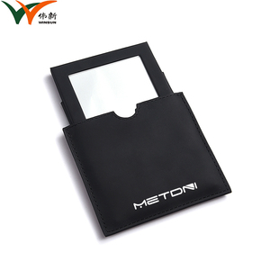 Square Black Luxury Silver Stamping Custom Logo Personalized Foldable Wallet Pouch Hand Held Portable Pocket Mirror - Product Image 2