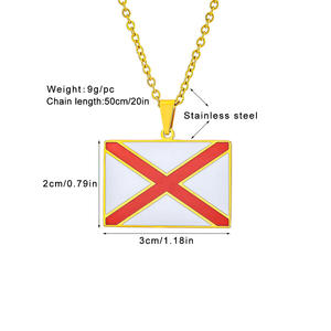 Acero inoxidable esmaltado Estados Unidos 50 Estados bandera collares 18K oro <span class=keywords><strong>Alabama</strong></span> Alaska Arizona Hawaii Ohio colgante collar - Product Image 2