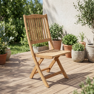Chaise de salle à manger pliable en teck massif moderne pour l'extérieur, idéale pour les parcs et les bureaux à domicile - Product Image 3