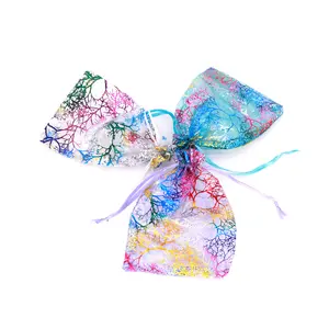 Nhỏ Organza Túi san hô mô hình túi quà tặng giáng sinh trang sức bao bì Quà Tặng lưới màu Túi với dây rút tùy chỉnh