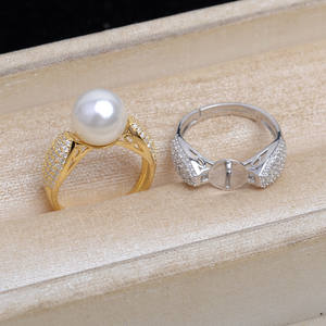 Anillo Abierto de Plata S925 con Circonita, Anillo Ajustable para Dedo de 3mm-6mm, JG5454, Accesorios de Plata para la Fabricación de Joyería - Product Image 1