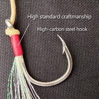 BARU 1/0-5/0 #   Kail Pancing Jigging Asisten Ganda dengan Tali Serat Kevlar untuk Umpan Jig