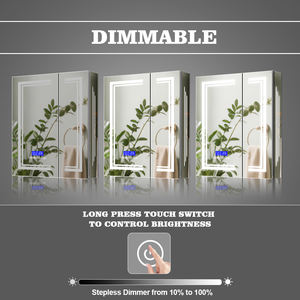 Armadietto a <span class=keywords><strong>specchio</strong></span> a LED in alluminio a doppia porta CAD-4292: pulsanti a sfioramento, antiappannamento, 3CCT, luminosità regolabile e <span class=keywords><strong>cabina</strong></span> luminosa - Product Image 6