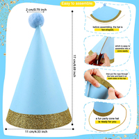 Chapeau d'anniversaire en papier pour adultes, hommes et femmes, avec bande élastique réglable, or et argent brillant, pour fête d'anniversaire