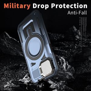 Étui robuste anti-chute magnétique en alliage de zinc avec protection d'appareil photo et béquille pour iPhone 16 15 14 Pro, coque de protection intégrale - Product Image 3