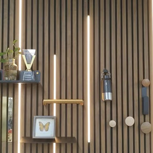 EAZART Panneau mural en <span class=keywords><strong>bois</strong></span> à lattes lumineuses LED pour la décoration intérieure, panneau acoustique en <span class=keywords><strong>bois</strong></span> pour la maison et le bureau - Product Image 1