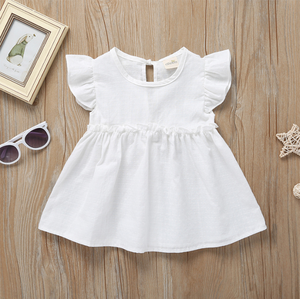 Vestido de niña de <span class=keywords><strong>color</strong></span> liso caliente 100% algodón verano lindo bebé princesa vestido sin mangas para niñ<span class=keywords><strong>as</strong></span> - Product Image 3
