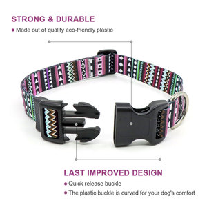 Collier pour chien à motif géométrique réglable, style tribal, fermeture à boucle en polyester, pour chiens, toutes saisons - Product Image 3