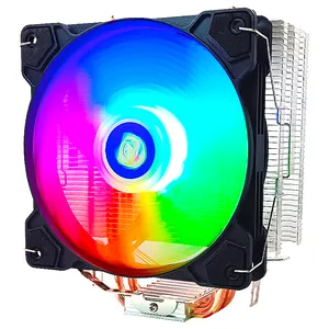 LED 다채로운 히트 파이프 팬 온도 제어 팬 냉각 방열판 RGB PC 사용자 정의 플라스틱 CPU 컴퓨터 방열판, 컴퓨터 케이스