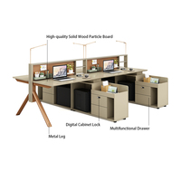 Poste de travail modulaire de luxe moderne avec cloison ergonomique personnalisée pour 4 à 6 personnes, mobilier de bureau avec tiroir
