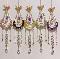 Attrape-rêves en cristal de quartz rose en forme de lune, breloques suspendues pour voiture, attrape-soleil en améthyste, cadeaux de mariage pour invités, souvenirs