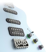 Gitar Elektrik Pintar Natasha Nebula 6 Senar dengan Efek Suara Terintegrasi, Finishing Matte Serat Karbon, Model Pemula 22 Fret Aktif