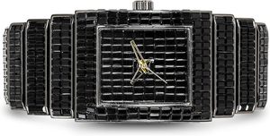 Reloj de mujer con diamantes cuadrados y esfera y correa tipo baguette, completamente cubierto de diamantes. - Product Image 4