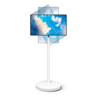 Televisor Inteligente Android 10 con Pantalla Táctil HD 1080p de 24 Pulgadas, Pantalla LCD Inalámbrica Portátil con Soporte LED Blanco de 12V para el Hogar, 60Hz