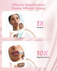 Portable Cosmetic Vanity <b>Mirror</b> with <b>LED</b> Lights Dual Sided Magnifying Foldable Makeup <b>Mirror</b> - Product Image 2