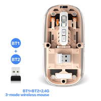Mouse Gaming Optik Laser Tiga Mode Kustom Nirkabel untuk Tangan Kanan, Dapat Diisi Ulang, RGB Backlit, 5 Tombol, Stok Tersedia
