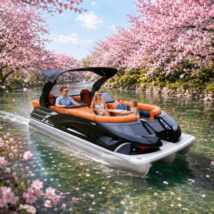 Bateau ponton de fête en aluminium de 22 pieds - Ponton sportif pour 12 personnes, 3 tubes, direction hydraulique, écran LCD, moteur et <span class=keywords><strong>remorque</strong></span> en option - Product Image 4
